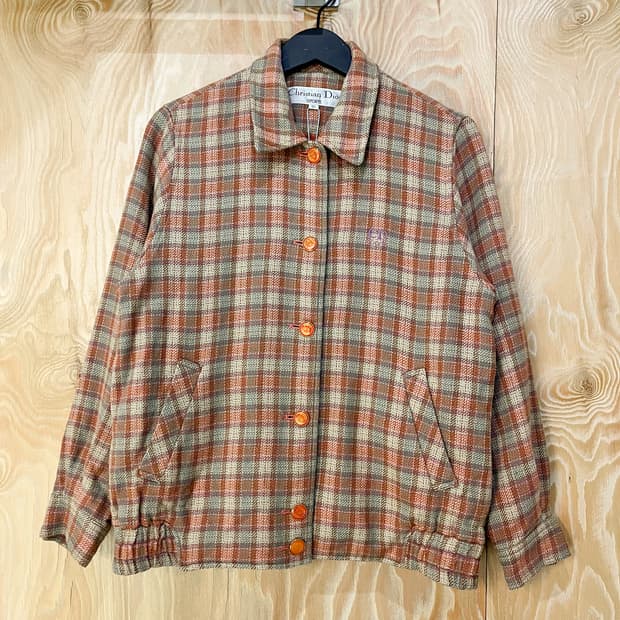 크리스챤디올 90s CD 체크 울 자켓