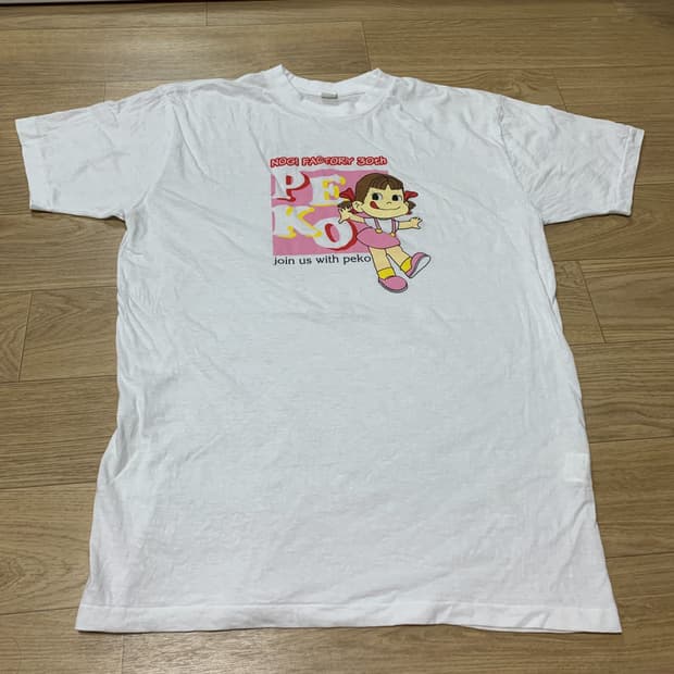 L)90s 후지야 페코짱 Peko 노기공장 30주년 프로모션 티셔츠