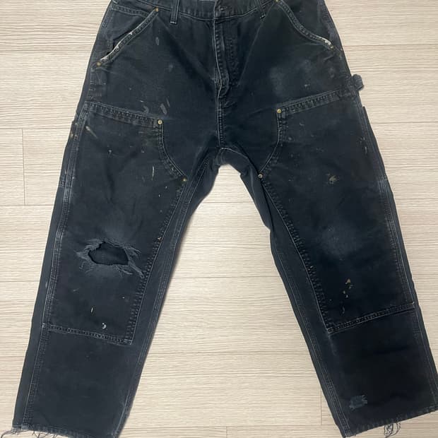 OG 칼하트 블랙 더블니 팬츠 칼하트 하드페이드 썩블니