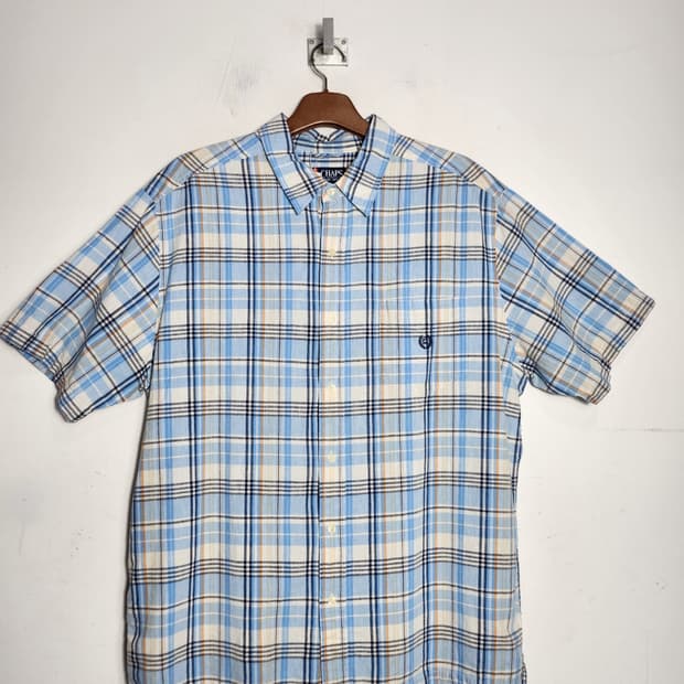 CHAPS 챕스 체크 반팔 셔츠