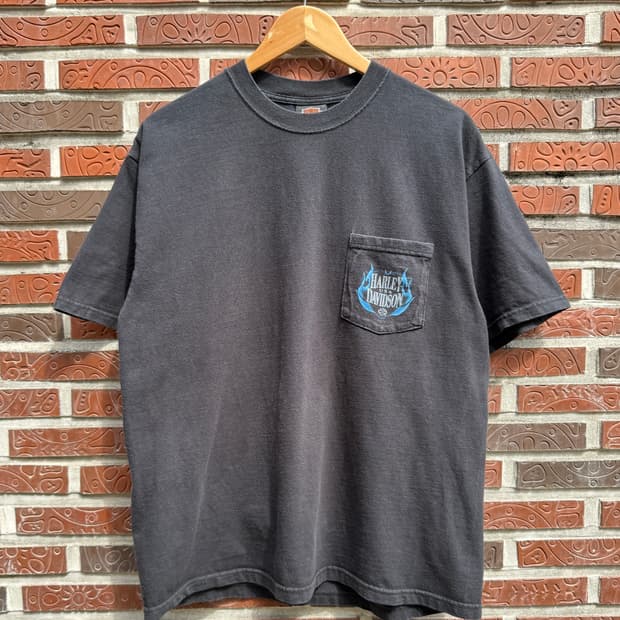 할리데이비슨 00s 블루 플레임 빈티지 티셔츠