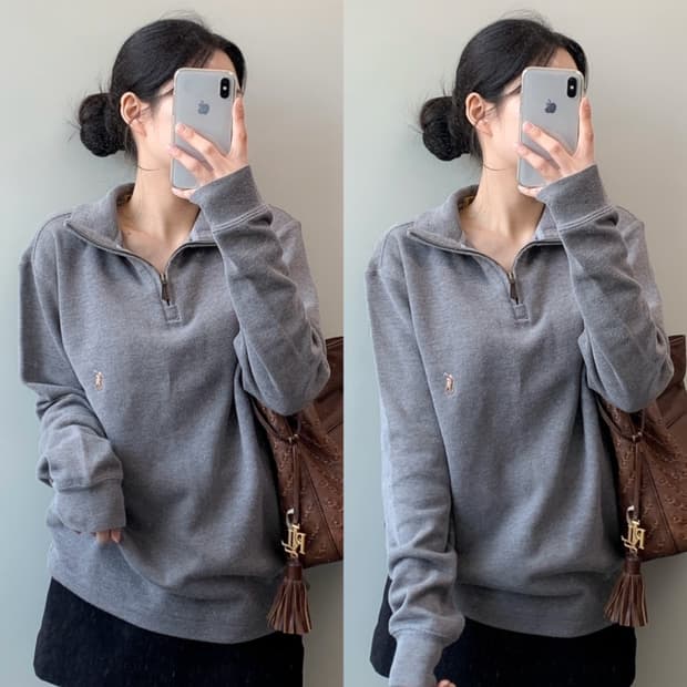 폴로 반집업 니트 