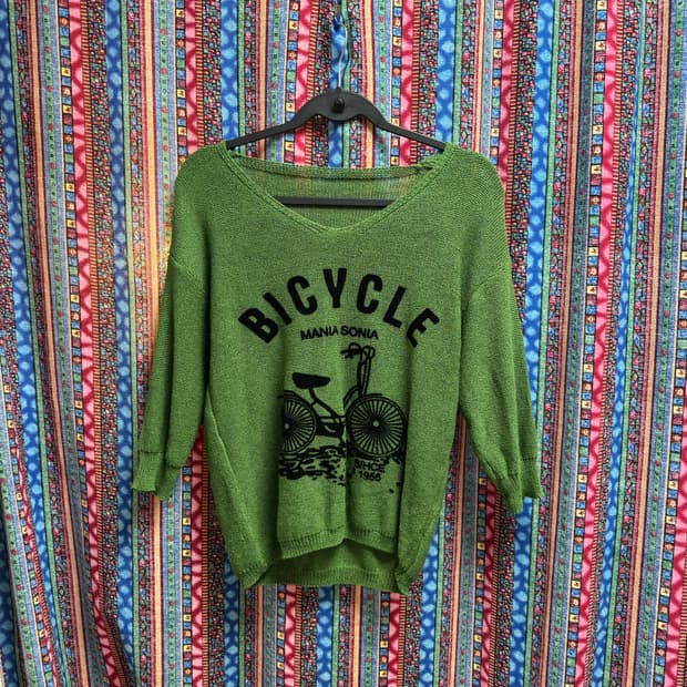 [빈티지]MANIASONIA 프린팅 니트 그린