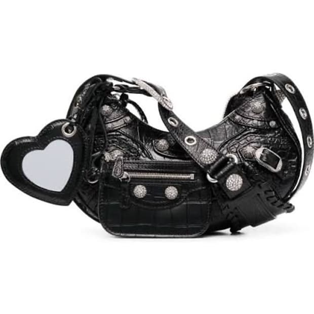 발렌시아가 르카골 XS 크리스탈(라인스톤) 블랙 숄더백