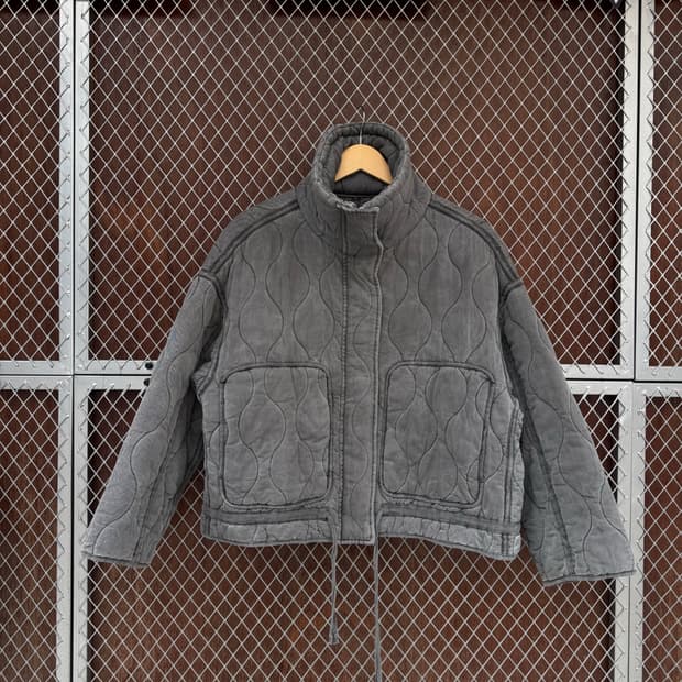 ZARA 자라 그레이 누빔 오버핏 하이넥 퀄팅 자켓 M