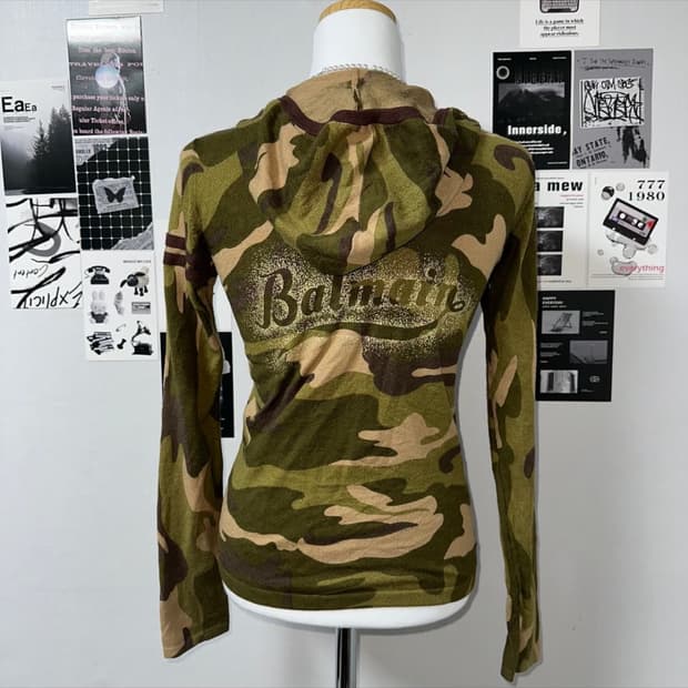 y2k 딱붙 카모 후드집업