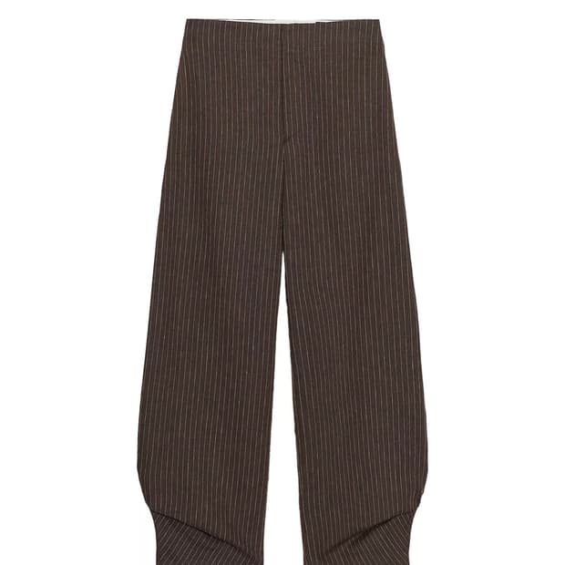 ZW컬렉션 리넨 혼방 스트라이프 벌룬 팬츠