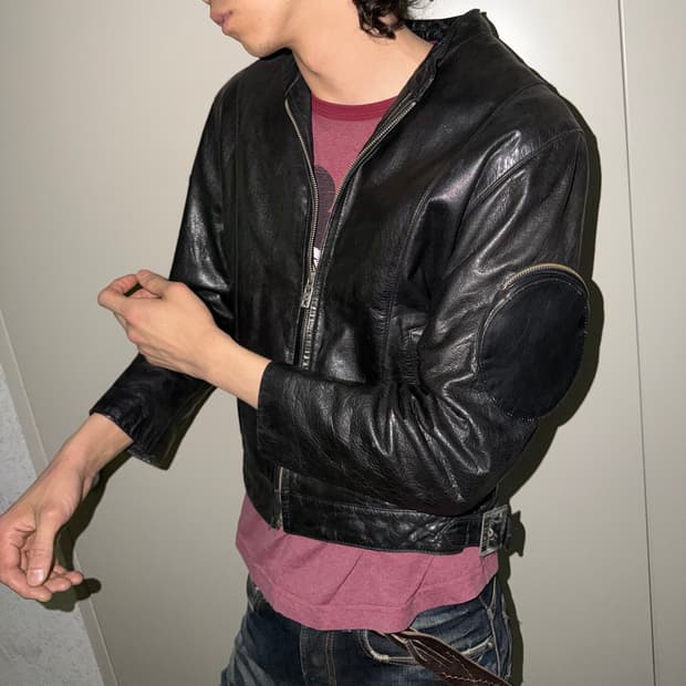 빈티지 미치코 코시노 런던 레더 블루종