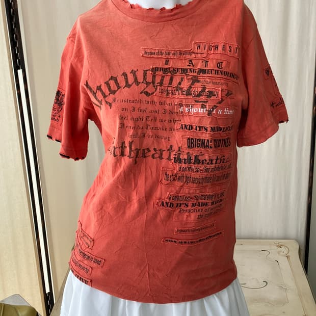 funky grunge lettering half t-shirt