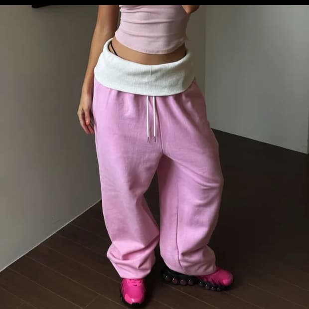 플랩 와이드 조거 팬츠 핑크