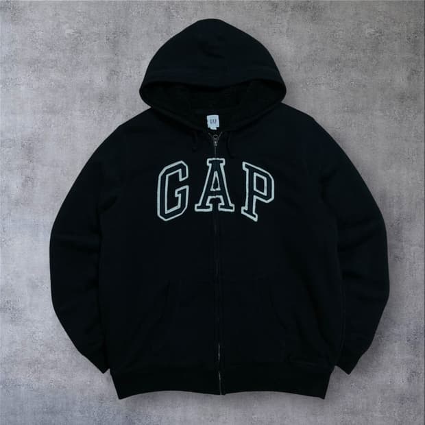 GAP 스펠아웃 빅로고 블랙 후드 집업