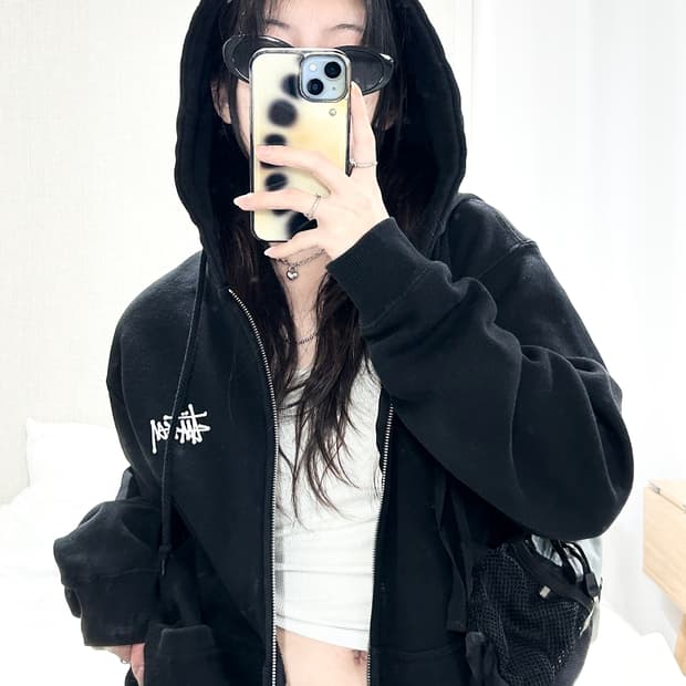 스투시 빅로고 블랙 후드집업