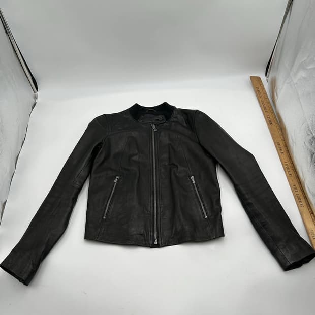 올드 갭 빈티지 블랙 레더 모토 자켓