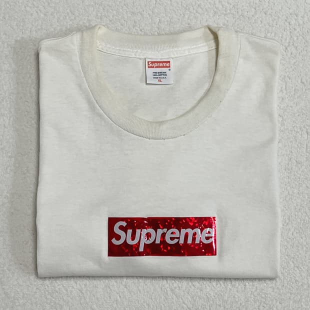 슈프림 2006 홀로그래픽 박스로고 티셔츠 흰빨