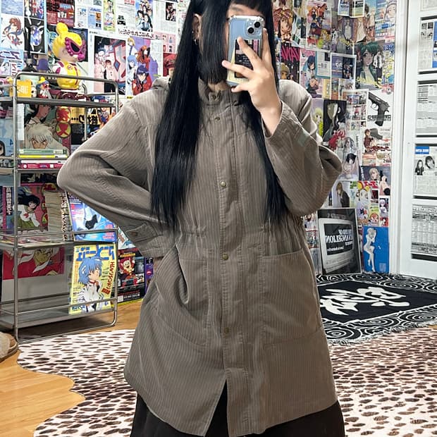 JPN 브라운 스트라이프 야상 자켓