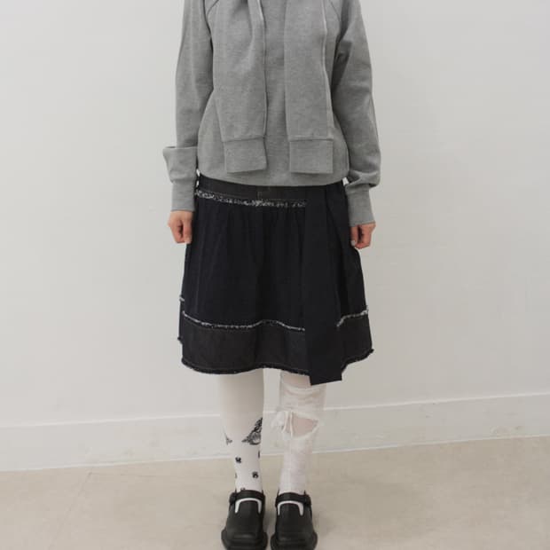 vtg denim ribbon skirt