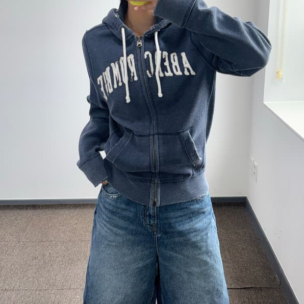 Abercrombie 아베크롬비 스펠아웃로고 네이비 후드집업