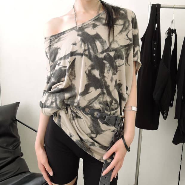 Tie-Dye Marble Pattern Oversized Tee