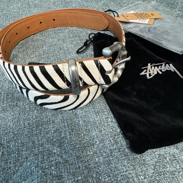 (S/M)스투시 밤부 버클 지브라 벨트