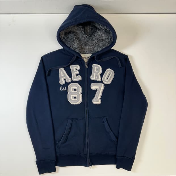 에어로포스테일 울프죠 후드집업 네이비M