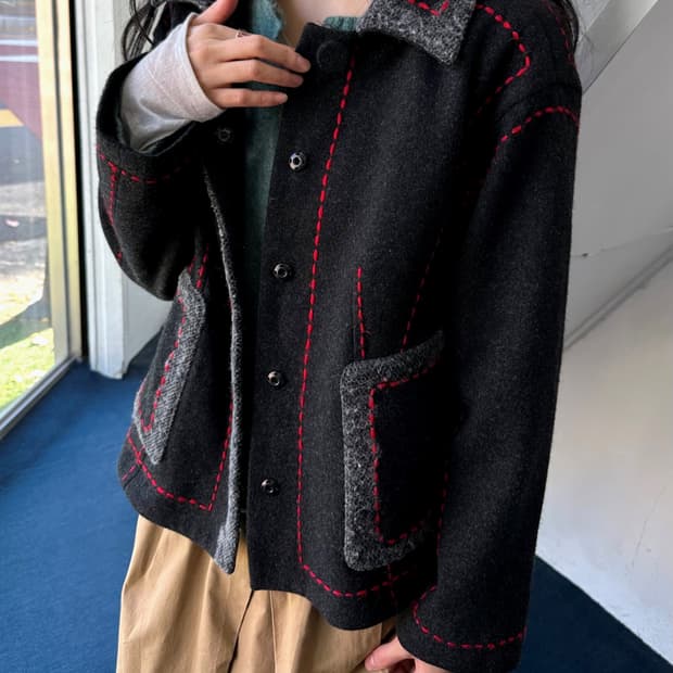 Mosser wool design stitch short coat