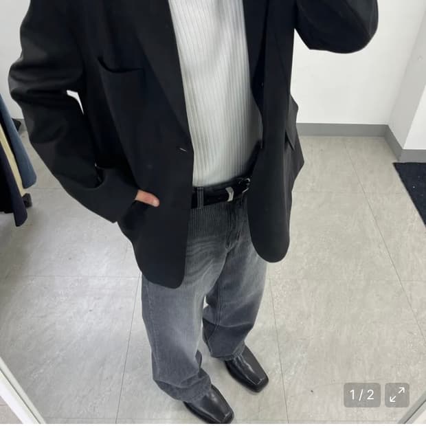파브레가 드리즐 스트라이프 데님 팬츠 (블랙) 2
