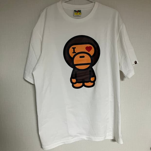 [XL] 베이프 하트 베이비 마일로 티셔츠 화이트