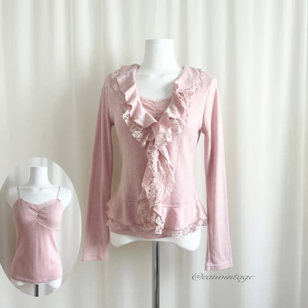 pink ruffle lace 2pcs set 