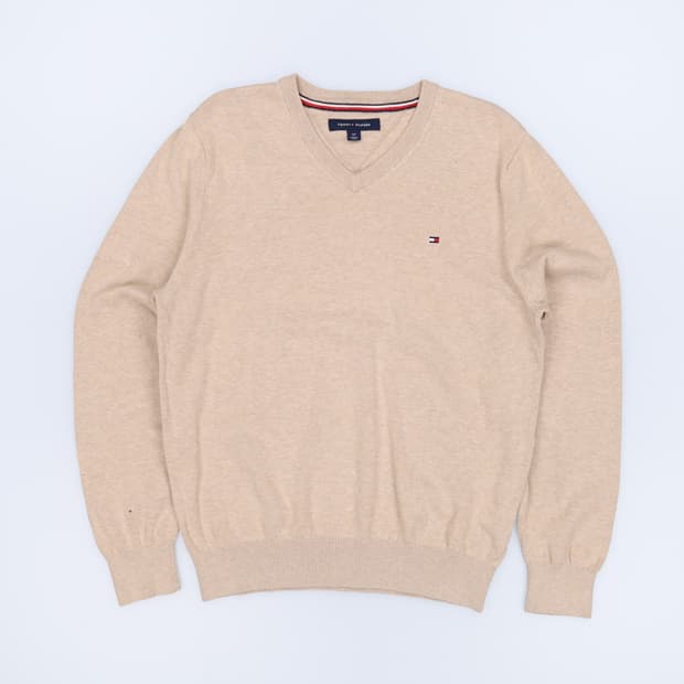 [S] 타미힐피거 브이넥 코튼 니트 아이보리 3906