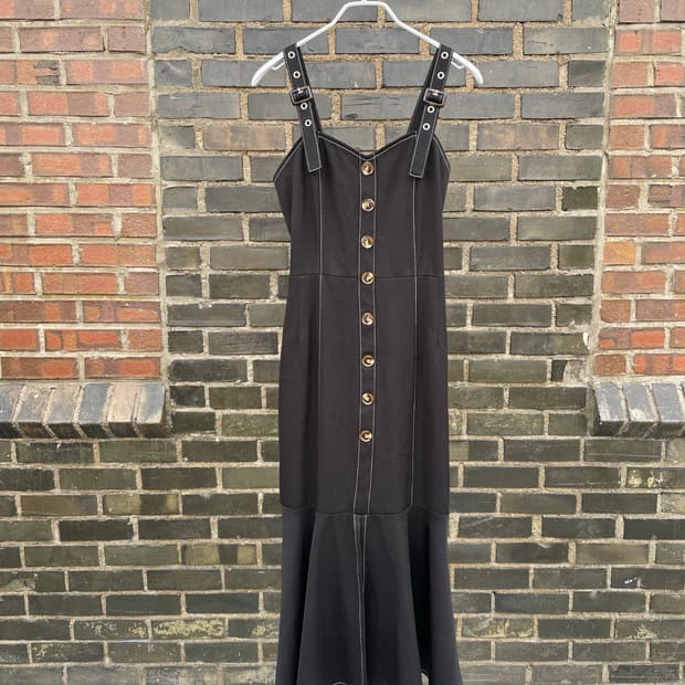 블랙 스티치 뷔스티에 롱원피스