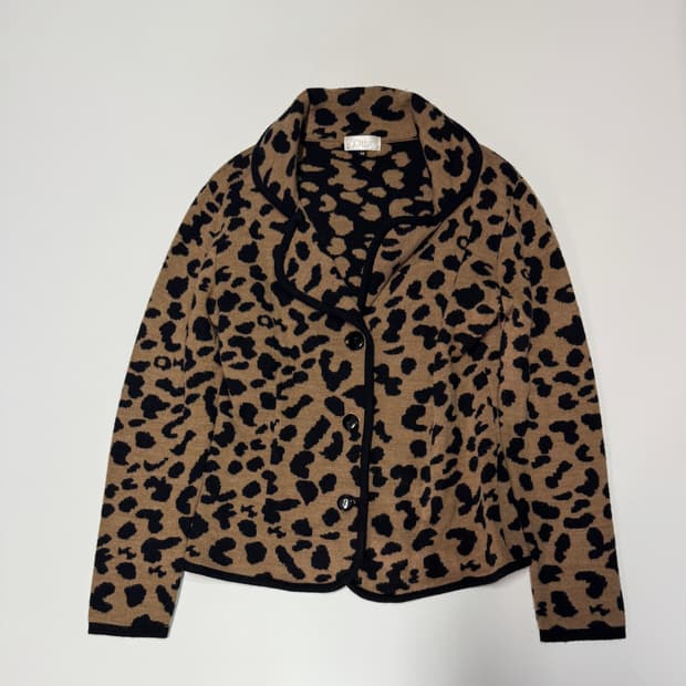 여성 일본빈티지 레오파드 패턴 가디건