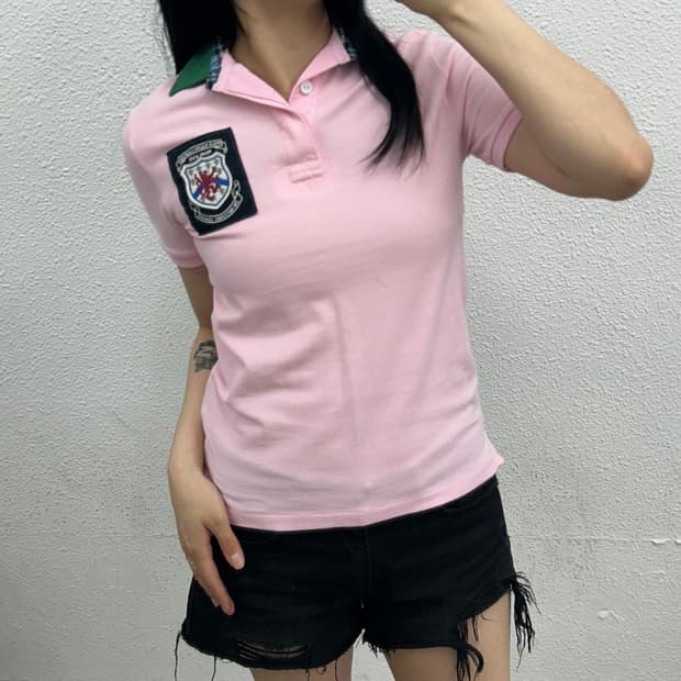 폴로 랄프로렌 크레스트 패치 딸기우유 pk티 S