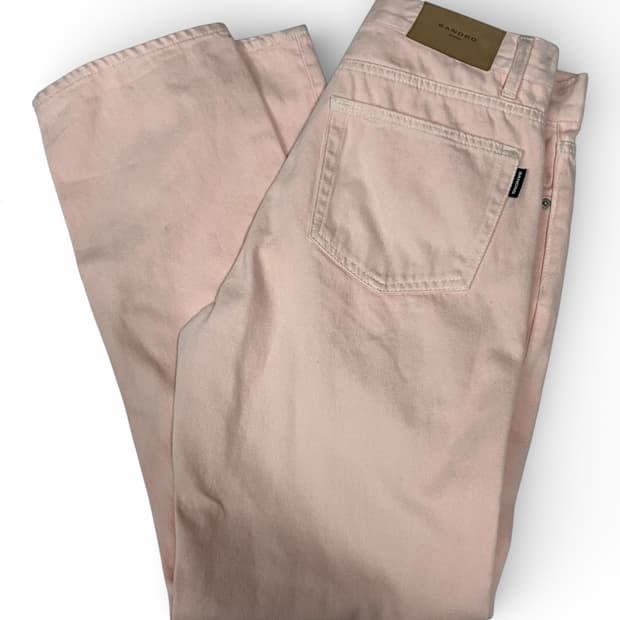 산드로 연살구빛 데님 면 팬츠 30