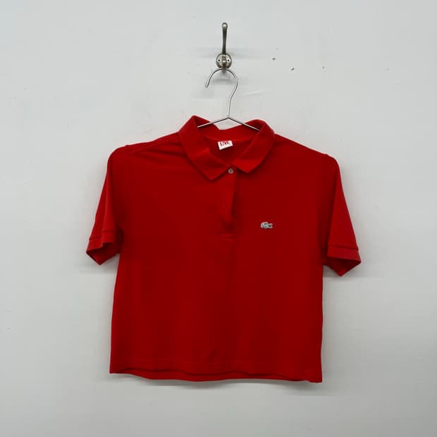 라코스테 빈티지 크롭 반팔 카라티 레드 여성S