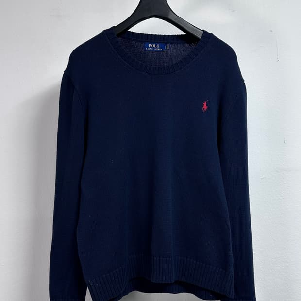 폴로 랄프로렌 네이비 코튼 라운드 니트 (on.479)