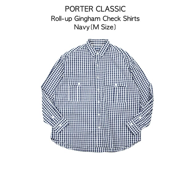 Porter classic 롤업 깅엄체크셔츠 네이비