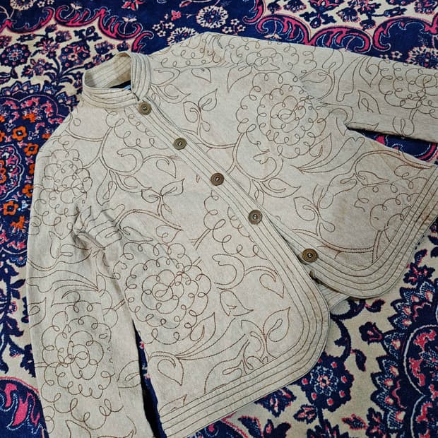 Requirements 린넨 블렌딩 자수 밴드 버튼업 자켓 S 