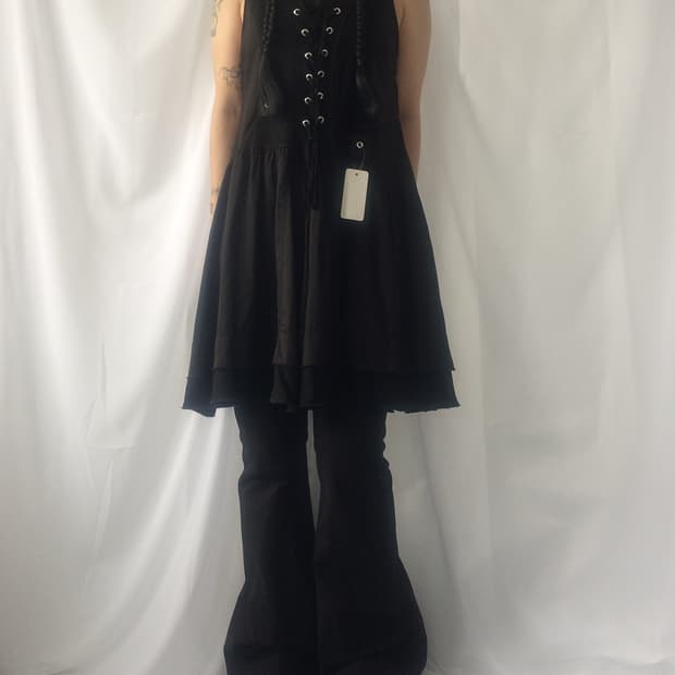 Lace up point sleeveless one piece