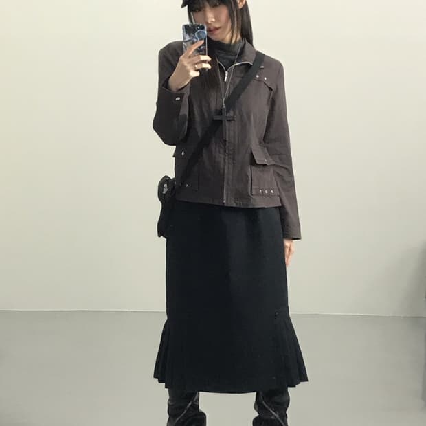 Jpn Dark Brown Detail Jacket