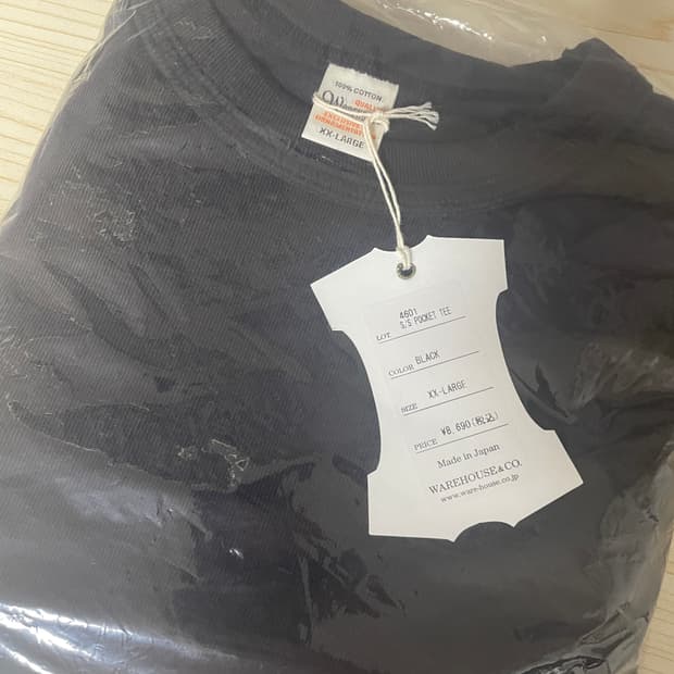 웨어하우스 Lot 4601 루프휠 포켓 티셔츠 블랙  XXL