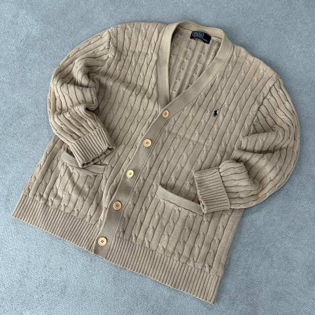 폴로 랄프로렌 케이블 니트 가디건 베이지 L