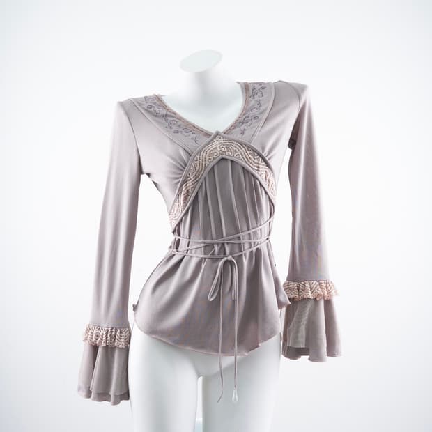 Ozz Oneste 스트랩 레이스 디테일 긴팔슬리브리스