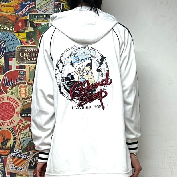 90s 빈티지 힙합 프린팅 올드스쿨 져지 후드 트랙탑 L