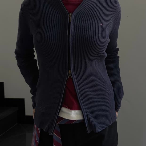 타미힐피거 네이비 니트집업
