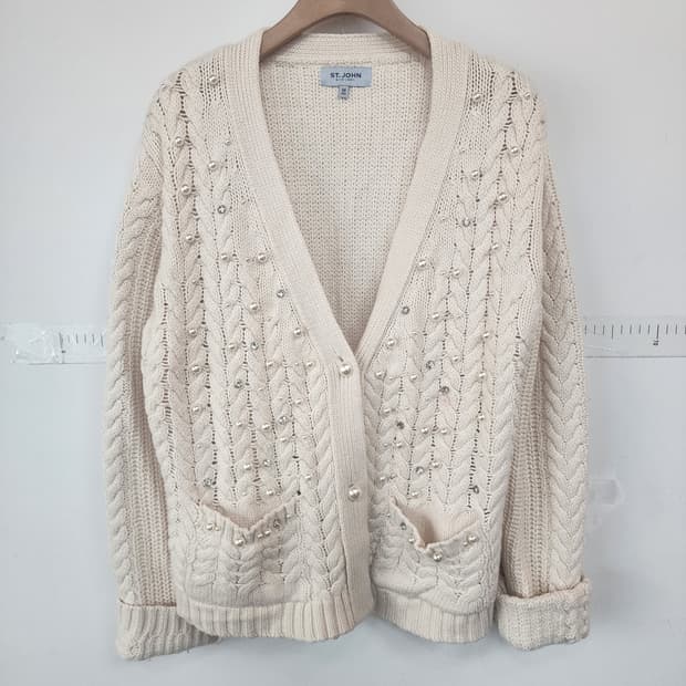 센존 진주 장식 가디건