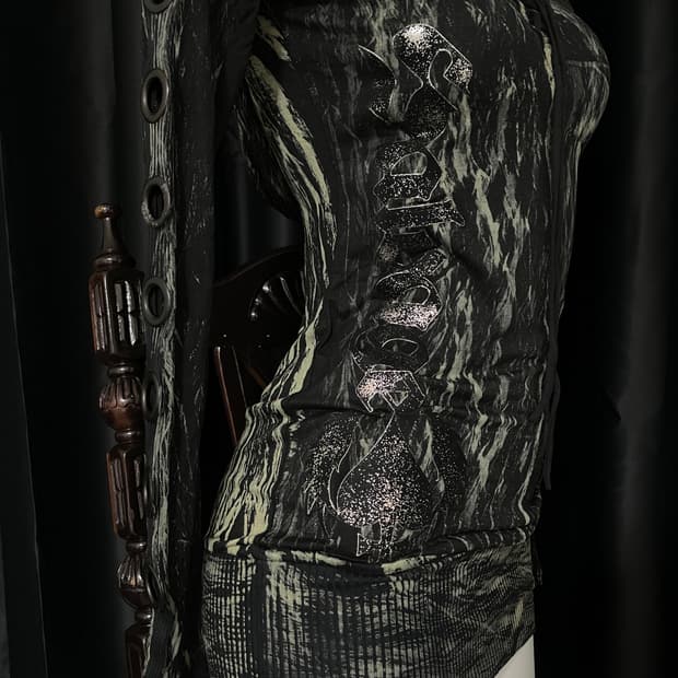Salvage Lace-up Marble Longsleeve Dress