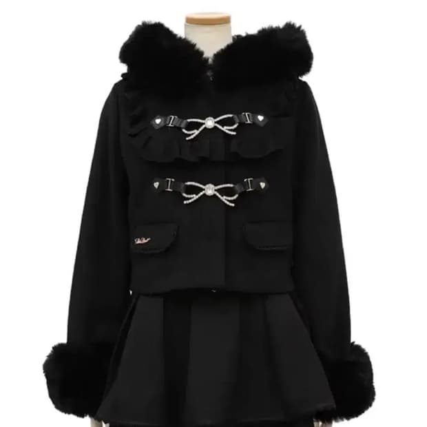 리즈리사 리본 후드 숏코트