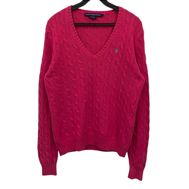 폴로랄프로렌 케이블 우먼 V넥 니트