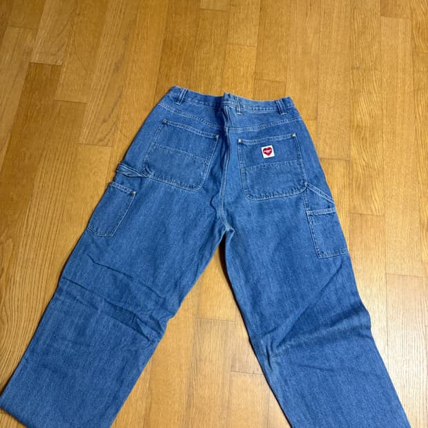 칼하트 WIP 데님 더블니 내쉬 하트로고 연청 XL