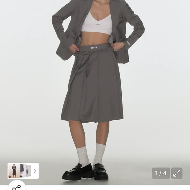 크랭크 프릴 미디 스커트 그레이 m